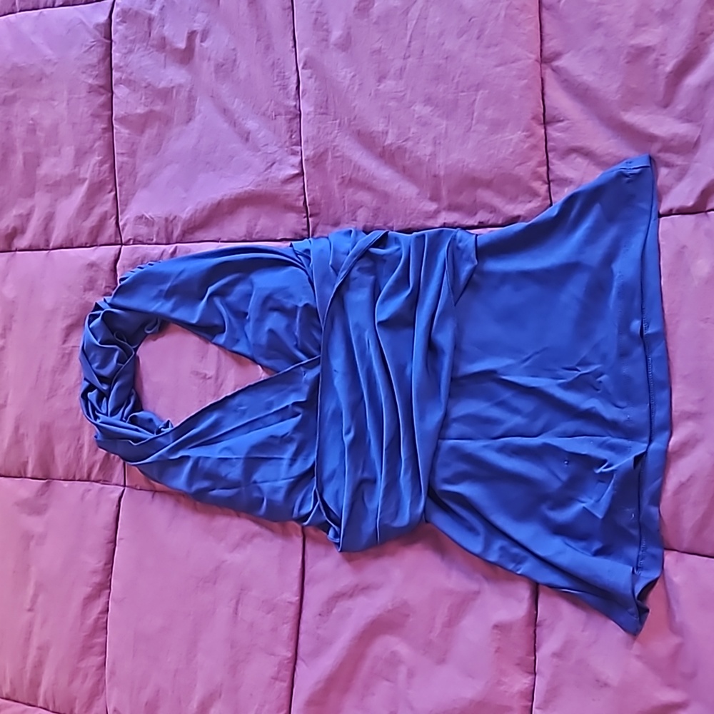 Super versatile royal blue Avon convertible wrap halter / bandeau top size S